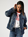 thumb-   Boyfriend Fit Mavi Kadın Jean Ceket