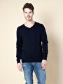 thumb-Regular Fit Yuvarlak Yaka  Erkek Lacivert Kazak Cl1023230