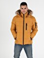 thumb- Regular Fit Kapüşonlu Erkek Sarı Mont