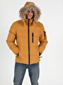 thumb- Regular Fit Kapüşonlu Erkek Sarı Mont