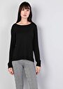 thumb-Regular Fit Yuvarlak Yaka  Kadın Siyah Kazak