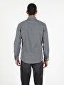 thumb-Slim Fit Shirt Neck  Erkek Gri Uzun Kol Gömlek