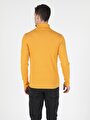 thumb-Slim Fit Yarım Balıkçı Yaka Düz Erkek Sari Uzun Kol Tişört