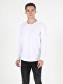 thumb-Regular Fit Bisiklet Yaka Erkek Beyaz Tshirt U.Kol