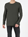 thumb-Slim Fit Yuvarlak Yaka  Erkek Yeşil Kazak