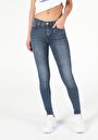 thumb-Super Slim Fit Orta Bel Dar Paça Kadın Denim Jean Pantolon