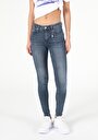 thumb-Super Slim Fit Orta Bel Dar Paça Kadın Denim Jean Pantolon