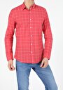 thumb-Slim Fit Shirt Neck  Erkek Kirmizi Uzun Kol Gömlek