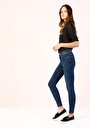 thumb-Super Slim Fit Yüksek Bel Dar Paça Kadın İndigo Jean Pantolon