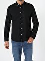  Slim Fit Shirt Neck Erkek Siyah Uzun Kol Gömlek