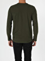 thumb-Regular Fit Yuvarlak Yaka Düz Erkek Yeşil Uzun Kol Tişört