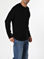 thumb-Regular Fit Yuvarlak Yaka  Erkek Siyah Kazak