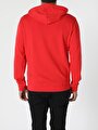 Regular Fit Kapüşonlu Baskılı Kırmızı Erkek Sweatshirt