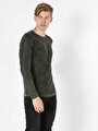 thumb-Slim Fit Yuvarlak Yaka  Erkek Yeşil Kazak