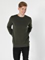thumb-Regular Fit Yuvarlak Yaka Erkek Yeşil Triko Kazak