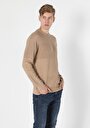 thumb-Regular Fit Yuvarlak Yaka  Erkek Bej Kazak