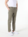 thumb-Regular Fit Orta Bel Düz Paça Erkek Yeşil  Pantolon