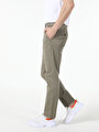 thumb-Regular Fit Orta Bel Düz Paça Erkek Yeşil  Pantolon