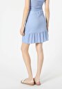 thumb-Regular Fit Puantiyeli  Kadın Mavi Etek