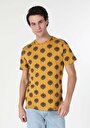 thumb-Regular Fit Yuvarlak Yaka Baskılı Erkek Sari Kısa Kol Tişört