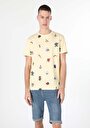 thumb-Regular Fit Yuvarlak Yaka Baskılı Erkek Sari Kısa Kol Tişört