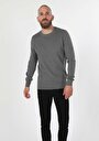 thumb-Regular Fit Yuvarlak Yaka Jakarlı Erkek Gri Kazak