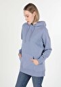thumb-Regular Fit Kapüşonlu Düz Kadın Mor Sweatshirt