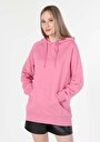 thumb-Regular Fit Kapüşonlu Düz Kadın Pembe Sweatshirt