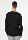thumb-Regular Fit Yuvarlak Yaka Düz Erkek Siyah Uzun Kol Tişört