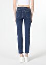 thumb-Slim Fit Orta Bel Düz Paça Kadın İndigo Jean Pantolon