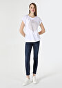 thumb-Regular Fit Yuvarlak Yaka  Kadın Beyaz Kısa Kol Tişört Cl1063266
