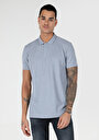 thumb-Regular Fit Polo Yaka Düz Erkek Mavi Kısa Kol Tişört