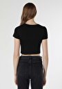 thumb-Slim Fit Yuvarlak Yaka Düz Kadın Siyah Kısa Kol Tişört