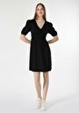 thumb-Regular Fit Düz Kadın Siyah Kısa Kol Elbise