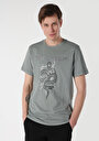thumb-Regular Fit Yuvarlak Yaka Baskılı Erkek Gri Kısa Kol Tişört
