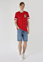 thumb-Comfort Fit Yuvarlak Yaka Düz Erkek Kirmizi Kısa Kol Tişört