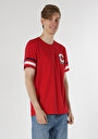 thumb-Comfort Fit Yuvarlak Yaka Düz Erkek Kirmizi Kısa Kol Tişört