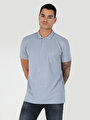 thumb-Regular Fit Polo Yaka Düz Erkek Mavi Kısa Kol Tişört