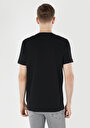thumb-Regular Fit Yuvarlak Yaka Örme Baskılı Cepsiz Erkek Siyah Kısa Kol Tişört