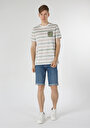 thumb-Regular Fit Yuvarlak Yaka Çizgili Erkek Yeşil Kısa Kol Tişört
