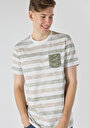 thumb-Regular Fit Yuvarlak Yaka Çizgili Erkek Yeşil Kısa Kol Tişört