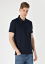 thumb-Regular Fit Polo Yaka Jakarlı Erkek Lacivert Kısa Kol Tişört