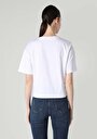 thumb-Regular Fit Pamuklu Cepsiz Yuvarlak Yaka Baskılı Kadın Beyaz Kısa Kol Tişört