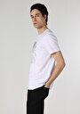 thumb-Regular Fit Yuvarlak Yaka Baskılı Erkek Beyaz Kısa Kol Tişört