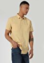 thumb-Regular Fit Hakim Yaka Düz Erkek Sari Kısa Kol Gömlek