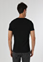 thumb-Slim Fit V Yaka Düz Erkek Siyah Kısa Kol Tişört