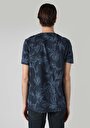 thumb-Regular Fit Yuvarlak Yaka Örme Baskılı Cepsiz Erkek Lacivert Kısa Kol Tişört