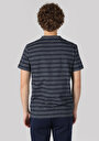 thumb-Regular Fit Yuvarlak Yaka Çizgili Erkek Lacivert Kısa Kol Tişört