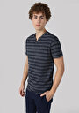 thumb-Regular Fit Yuvarlak Yaka Çizgili Erkek Lacivert Kısa Kol Tişört