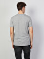 thumb-Regular Fit Bisiklet Yaka Örme Erkek Gri Melanj Kısa Kol Tişört